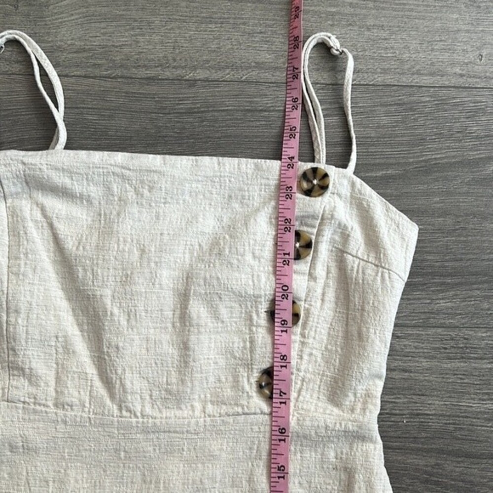 Urban Outfitters Riley Button Front Mini Dress Size 0 Linen & Cotton Beige Cream - Picture 11 of 12